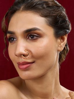 Teejh - Sweksha Red and Gold Plated Nose Ring