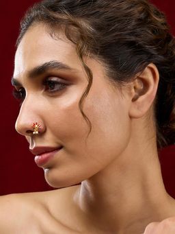 Teejh - Sairat Red and Gold Plated Nose Ring