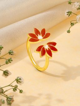 Teejh - Indrina Red and Gold Plated Ring