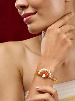 Teejh - Vrushali Red and Gold Plated Bracelet