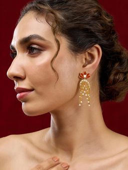 Teejh - Diara Red and Gold Plated Earrings