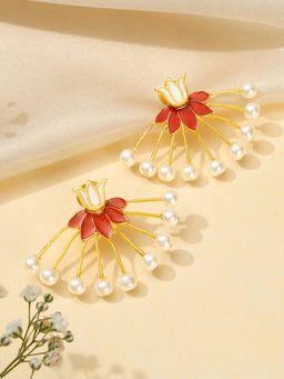 Teejh - Chitrika Red and Gold Plated Earrings