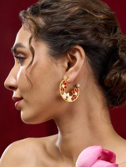 Teejh - Lavyanshi Red and Gold Plated Earrings