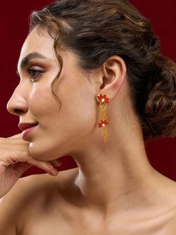 Teejh - Sirisha Red and Gold Plated Earrings