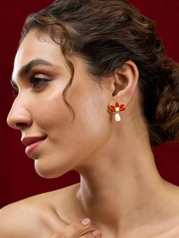 Teejh - Trisha Red and Gold Plated Earrings