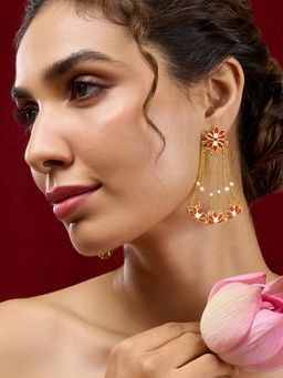 Teejh - Girika Red and Gold Plated Earrings