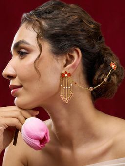 Teejh - Jivika Red and Gold Plated Earrings
