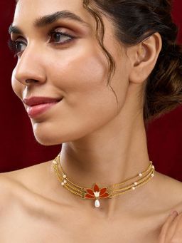 Teejh - Minal Red and Gold Plated Choker