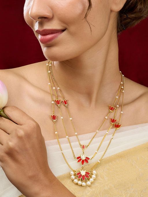 Teejh Kimrika Red and Gold Plated Necklace