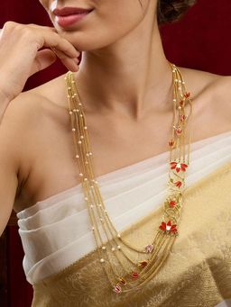Teejh - Laksha Red and Gold Plated Necklace