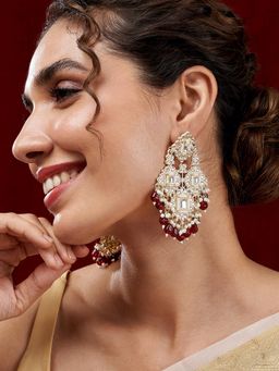 Teejh - Thea Red Bead Gold Plated Earrings