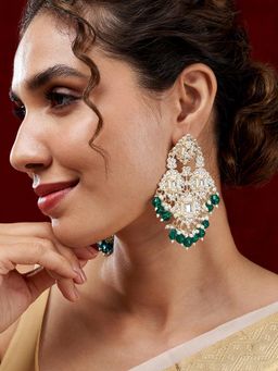 Teejh - Thea Green Bead Gold Plated Earrings