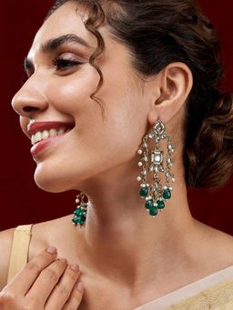 Teejh - Zaha Green Bead Gold Plated Earrings