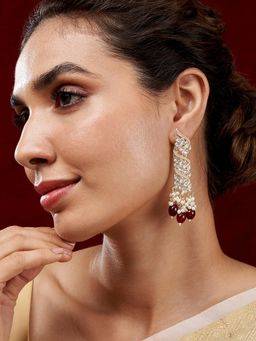 Teejh - Twirly Red Bead Gold Plated Earrings