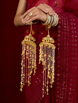 Teejh - Nazaraen Pearl Ghungroo Evil Eye Gold Plated Kaleeras