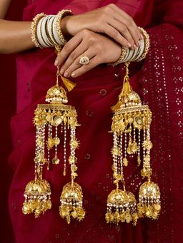 Teejh - Maheroo Pearls and Mixed Charms Gold Plated Kaleeras