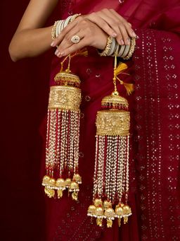 Teejh - Hiriya Beads and Pearls Gold Plated Kaleeras