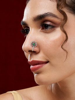 Teejh - Surmayi Green stone Nose pin