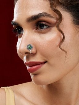 Teejh - Nurni Green Stone Nose pin
