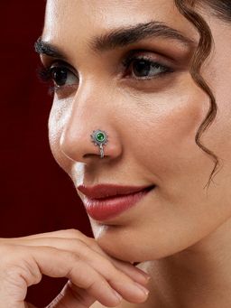 Teejh - Afsana Green Stone Nose pin