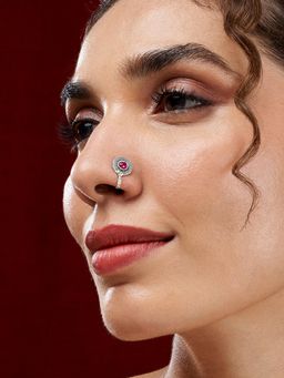 Teejh - Vanika Red Stone Nose pin