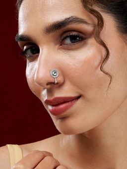 Teejh - Vanika White Stone Nose pin