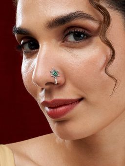 Teejh - Rishka Green Stone Nose pin
