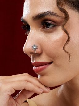Teejh - Rishka White Stone Nose pin