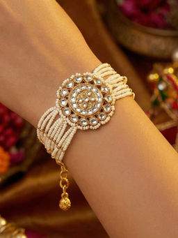 Nuyug - Gold Plated Pearl Garden Kundan Bracelet