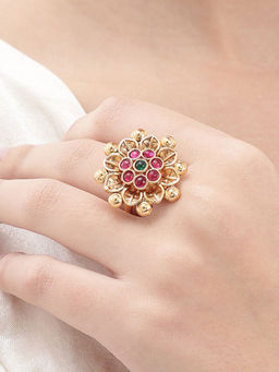Nuyug - Gold Plated Ruby Aura Adjustable Ring