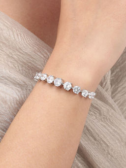 Nuyug - Solitaire Diamond Rhodium Plated Adjustable Bracelet