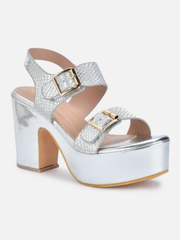 VALIOSAA - Silver Animal Print Heels