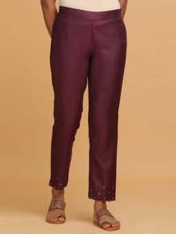 Folksong - Solid Purple Solid Slim Pants