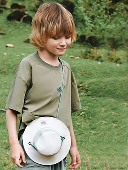 Little Surprise Box - Green Safari Hat Shape Casual Mini size Outdoor/Beach Sling Bag for Kids