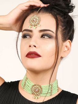 Odette - Light Green Solid Plain Metal Jewellery Sets