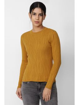 Van Heusen - Women Yellow Print Casual Round Neck Top