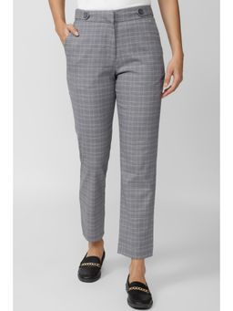 Van Heusen - Women Grey Check Formal Regular Fit Trousers