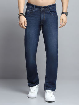 Monte Carlo - Mens Solid Blue Mid Rise Regular Fit Jeans