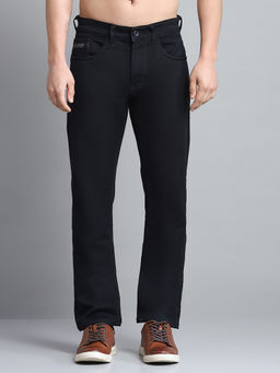 Monte Carlo - Mens Solid Black Mid Rise Regular Fit Jeans