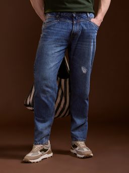 The Bear House - Men Cotton Relaxed Mid Blue Casual Jeans