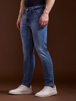 The Bear House - Men Cotton Skinny Dark Blue Casual Jeans