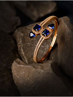 Saraf RS Jewellery - Gold plated Blue American Diamond studded handcrafted stylish Bracelet (Onesize)