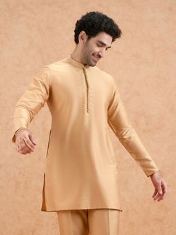 KISAH - Gold Solid/Plain Full Sleeves Kurta