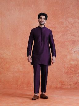 KISAH - Purple Solid/Plain Full Sleeves Kurta