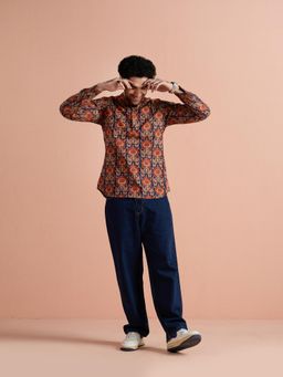 KISAH - Brown Paisley Full Sleeves Kurta