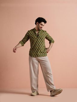 KISAH - Green Floral Full Sleeves Kurta