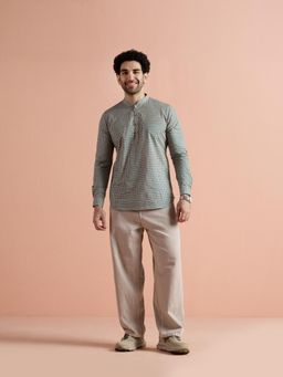 KISAH - Teal Printed Full Sleeves Kurta