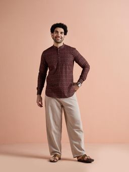KISAH - Maroon Printed Full Sleeves Kurta