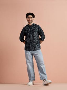 KISAH - Black Floral Full Sleeves Kurta