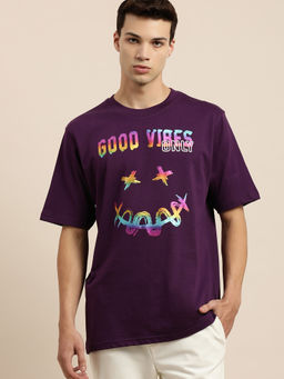 Difference of Opinion - Purple Graphic Oversized T-shirt